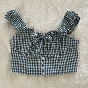 Plaid Cropped Blouse